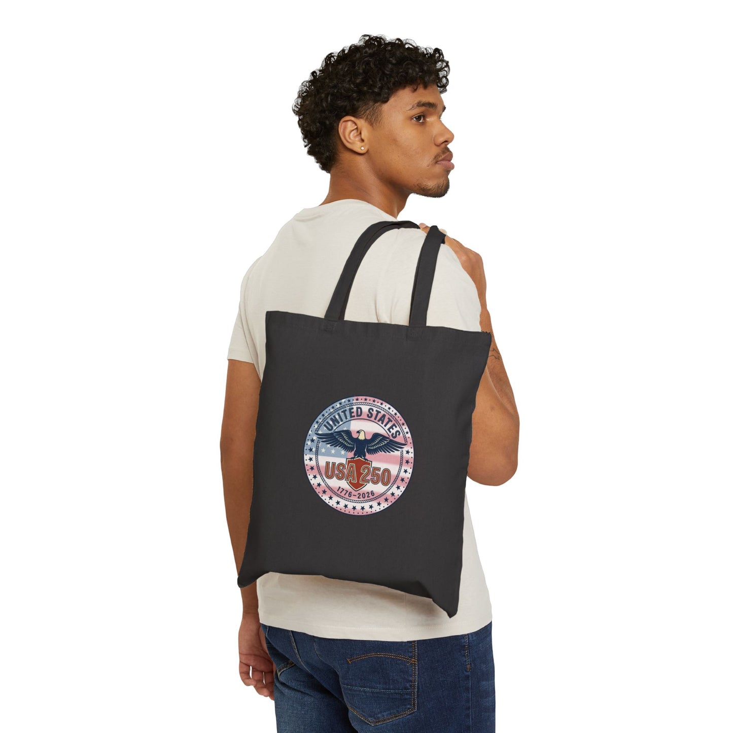 USA 250 Emblem Tote | 4th of July Patriotic Centennial Anniversary Canvas Tote