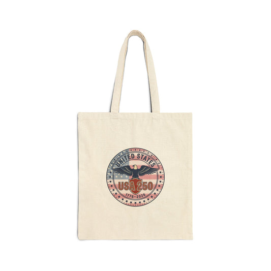 USA 250 Emblem Tote | 4th of July Patriotic Centennial Anniversary Canvas Tote
