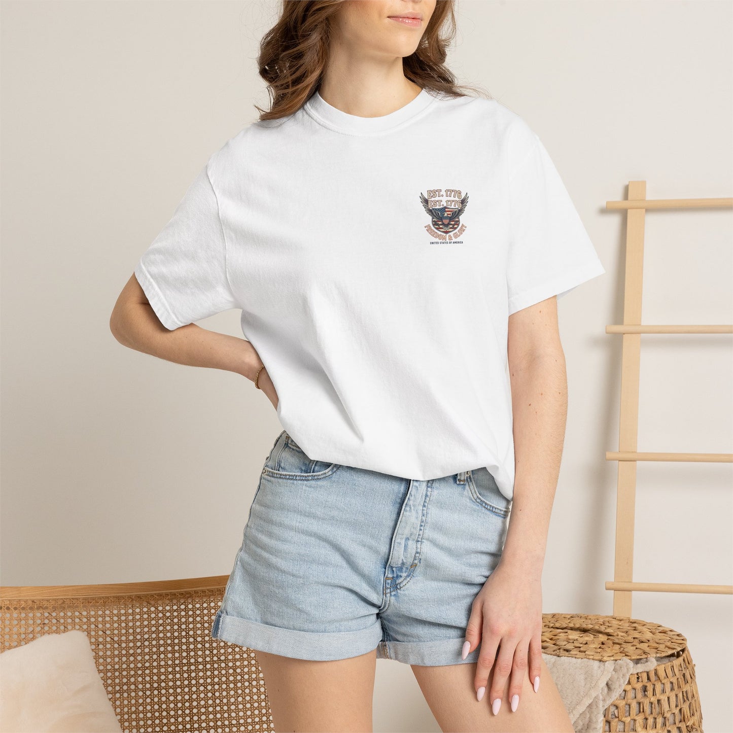 Freedom & Glory T-Shirt — EST. 1776 Eagle American Flag Patriotic Tee
